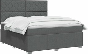 vidaXL Κρεβάτι box spring με στρώμα Σκούρο Γκρι 200 x 200 cm Ύφασμα
