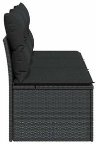 vidaXL Καναπές Κήπου 3 Θέσεων με Μαξιλάρια Μαύρο από Συνθετικό Ρατάν