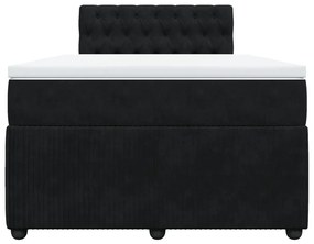 Κρεβάτι Boxspring με Στρώμα Μαύρο 120x190 εκ. Βελούδινο - Μαύρο