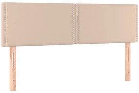 vidaXL Κεφαλάρι Κρεβατιού LED Καπουτσίνο 144x5x78/88 εκ. Συνθετ. Δέρμα