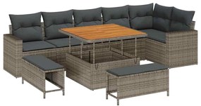 vidaXL Σετ Καναπέ Κήπου 9 pcs Γκρι συνθετικό ρατάν