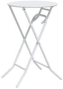 vidaXL Πτυσσόμενο Τραπέζι Κήπου Λευκό Ø50x72 cm Ατσάλι