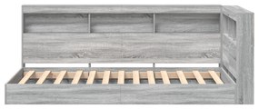 vidaXL Κρεβάτι Βιβλιοθήκη Γκρι Σονόμα 90x190 εκ. Επεξεργασμένου Ξύλου