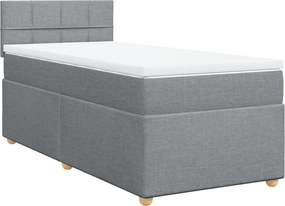 vidaXL Κρεβάτι Boxspring με Στρώμα Ανοιχτό Γκρι 90x200 εκ. Υφασμάτινο