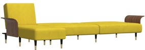 vidaXL Καναπές Κρεβάτι Γωνιακός Κίτρινος 279 x 140 x 70 εκ. Βελούδινος