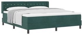 vidaXL κρεβάτι Box Spring με στρώμα  Σκούρο Πράσινο 180x200 εκ Βελούδο