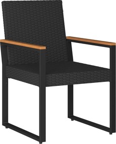 vidaXL Σετ Εξωτερικών Επίπλων με μαξιλάρι 3 pcs Μαύρο και Κρεμ Λευκό
