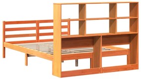 vidaXL Κρεβάτι Βιβλιοθήκη Χωρίς Στρώμα Καφέ 150x200 εκ Μασίφ Πεύκο