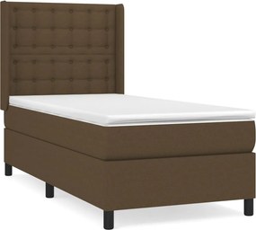 vidaXL Κρεβάτι Boxspring με Στρώμα Σκούρο Καφέ 80x200 εκ. Υφασμάτινο