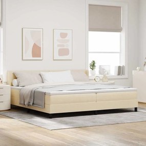 vidaXL Κρεβάτι Box Spring με Ματ, Κρέμ, 200x200 εκ, Υφασμάτινο