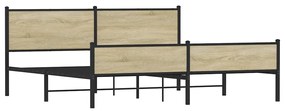 vidaXL Σκελετός Κρεβ. Χωρίς Στρώμα Sonoma Δρυς 193x203 εκ. Μεταλλικό
