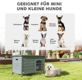 Σκυλοσπιτο PawHut με πόρτα, κουτί σκύλου, σπιτάκι κατοικίδιου, ξύλο ελάτης, Σκούρο Γκρι