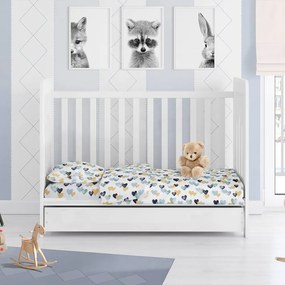 Παπλωματοθήκη Βρεφική Hearts 11 Grey-Green DimCol 120x160cm 100% Cotton