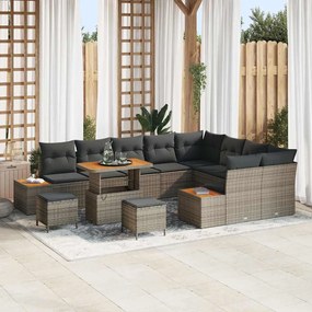 vidaXL Σετ Καναπέ Κήπου με μαξιλάρι 12 pcs Γκρι Πολυ ράταν