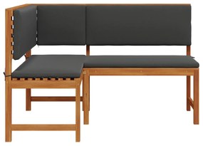 vidaXL Γωνιακή Παγκάκι Κήπου με Μαξιλάρια 140x100x91 εκ Μασίφ Ξύλο Ακακίας