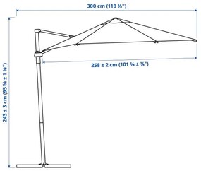 HÖGÖN κρεμαστή ομπρέλα, 270 cm 505.157.42