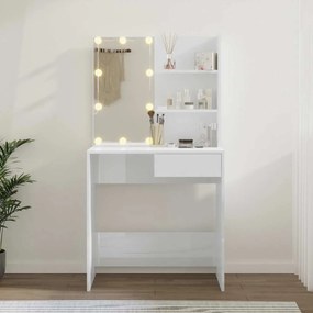 vidaXL Μπουντουάρ με LED Γυαλιστερό Λευκό 74,5 x 40 x 141 εκ.