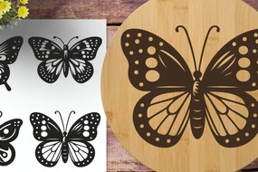 Σετ των 2 Intra απο ξύλο plywood 3mm-4mm πάχος Butterfly | Χαραγμένο με λέιζερ Δίασταση 30x20 cm INTRAFABR-125080783