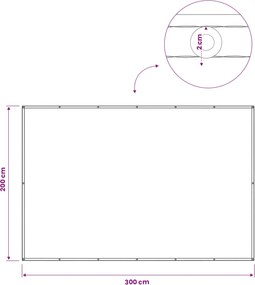 vidaXL Αδιάφανο σκίαστρο μπαλκονιού 200 x 300 cm