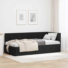 vidaXL Κρεβάτι Γωνίας με κεφαλάρι Μαύρο 90 x 190 cm Βελούδο