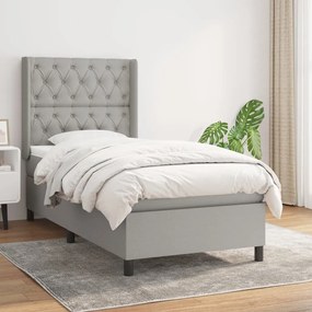 vidaXL Κρεβάτι Boxspring με Στρώμα Ανοιχτό Γκρι 80x200 εκ. Υφασμάτινο