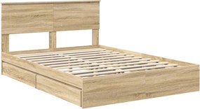 vidaXL Κρεβάτι Αποθήκης Δρύς Sonoma 140 x 200 cm Επεξεργασμένο ξύλο