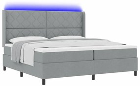 vidaXL Κρεβάτι με ελατήρια με στρώμα Ανοιχτό γκρι 200 x 200 cm ύφασμα