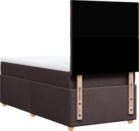 vidaXL Κρεβάτι Boxspring με Στρώμα Σκούρο Καφέ 100x200 εκ. Υφασμάτινο