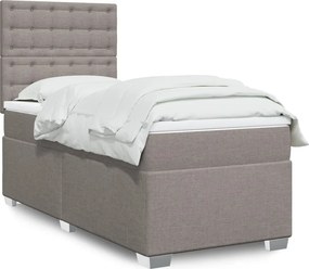 vidaXL Κρεβάτι Boxspring με Στρώμα Taupe 90x200 εκ. Υφασμάτινο