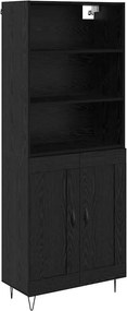 vidaXL Highboard με συρτάρι 2 pcs Μαύρη Οξυά Επεξεργασμένο ξύλο