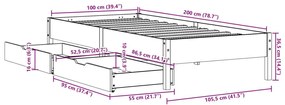 Σκελετός Κρεβ. Χωρίς Στρώμα Καφέ Κεριού 100x200 εκ Μασίφ Πεύκο - Καφέ