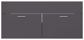 vidaXL Ντουλάπι Νιπτήρα Γυαλιστερό Γκρι 100x38,5x46εκ. από Μοριοσανίδα