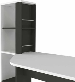 Γραφείο εργασίας Gemini Megapap χρώμα ανθρακί - λευκό 121,8x59,6x131,8εκ.