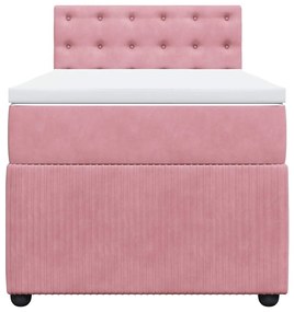 vidaXL Κρεβάτι Boxspring με Στρώμα Ροζ 100x200 εκ. Βελούδινο