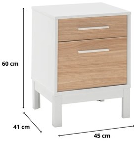 Κομοδίνο London Megapap χρώμα λευκό - oak 45x41x60εκ.