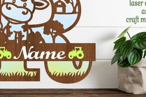 Σετ των 2 Intra απο ξύλο plywood 3mm-4mm πάχος - Μονόγραμμα κεφαλαίου αγελάδας Γράμμα R  Αποκοπή Δίασταση 30x20 cm INTRAFABR-74483958