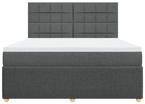 vidaXL Κρεβάτι Boxspring με Στρώμα Σκούρο Γκρι 180x200 εκ Υφασμάτιν