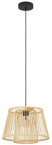 Φωτιστικό Οροφής Hykeham 43852 Φ38x110cm 1xΕ27 40W Natural-Black Eglo Steel,Wood