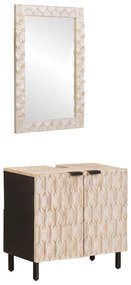 Σετ Μπάνιου Λευκό Φινίρισμα Καθαρισμού Στερεό ξύλο μάνγκο