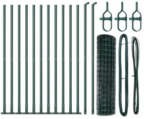 vidaXL Euro Fence με 13 Φλατζωτά Πόστα 1x25 μ Γαλβανισμένο Ατσάλι