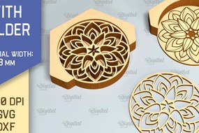 Σετ των 2 Intra απο ξύλο plywood 3mm-4mm πάχος - Σουβέρ με θήκη Laser Cut  Δίασταση 30x20 cm INTRAFABR-90523010