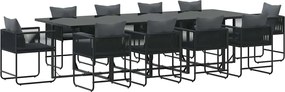 vidaXL Σέτ φαγητού για κήπο 11 pcs Μαύρο Ατσάλι