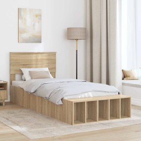 vidaXL Σκελετός Κρεβατιού Δρύς Sonoma 75 x 190 cm Επεξεργασμένο ξύλο
