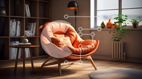 Intra Συλλεκτικό Ξύλινο Παζλ Plywood  4mm - Μοντέρνο σαλόνι με πορτοκαλί καρέκλα και φυσικό φως Σε Ξύλινο Κουτί - Διαστάσεις Puzzle: 10x10 cm – 25 κομμάτια