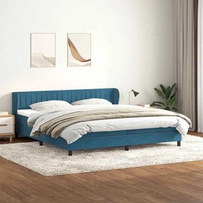 Box Spring Κρεβάτι με στρώματα Σκούρο μπλε 200x220 cm Βελούδινο - Μπλε