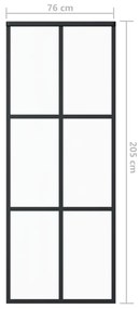 Πόρτα Συρόμενη Μαύρη 76 x 205 εκ. από Γυαλί ESG / Αλουμίνιο - Μαύρο