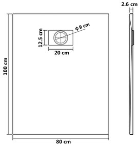 vidaXL Βάση Ντουζιέρας Λευκή 100 x 80 εκ. από SMC