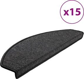 vidaXL Στρώματα σκάλας 15 τεμ. 65 x 24 x 4 cm Non-Slip Ανθρακί