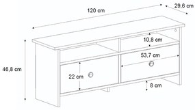 Έπιπλο τηλεόρασης Gradias Megapap χρώμα λευκό - sapphire oak 120x29,6x46,8εκ.