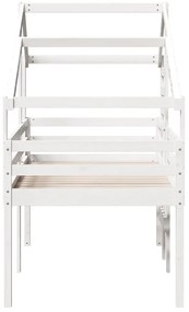 vidaXL Κρεβάτι Υπερυψωμένο με Οροφή 75x190εκ. από Μασίφ Ξύλο Πεύκου